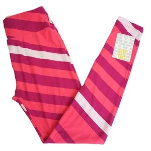 LuLaRoe Pink Stripe Leggings OS
